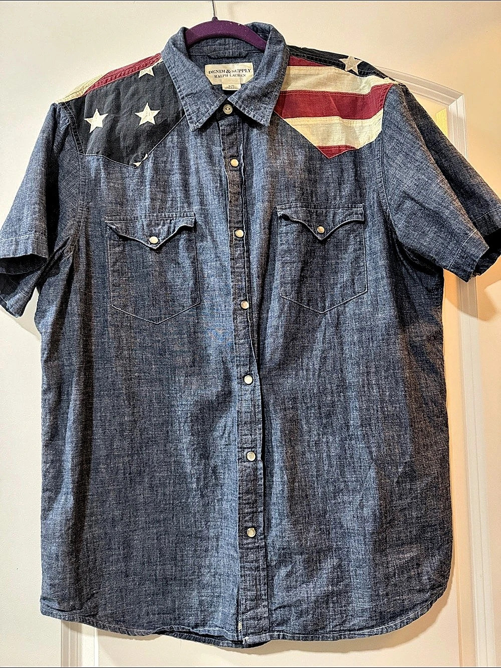 Denim & Supply Ralph Lauren Men's Denim Cotton Flag Shirt Size XL Like New